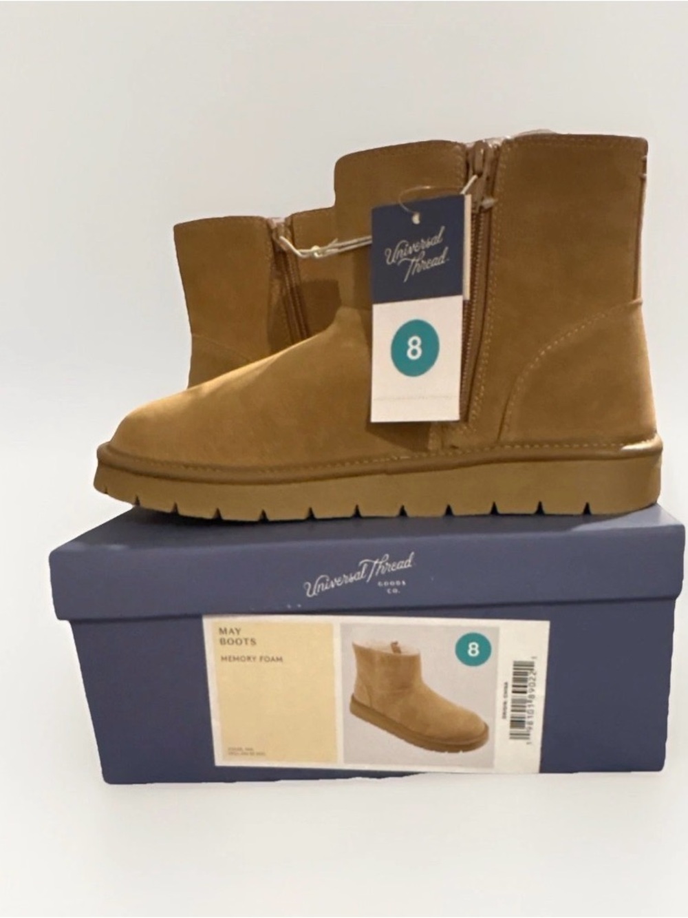 Universal Thread Tan Suede Ankle Booties with Side Zipper